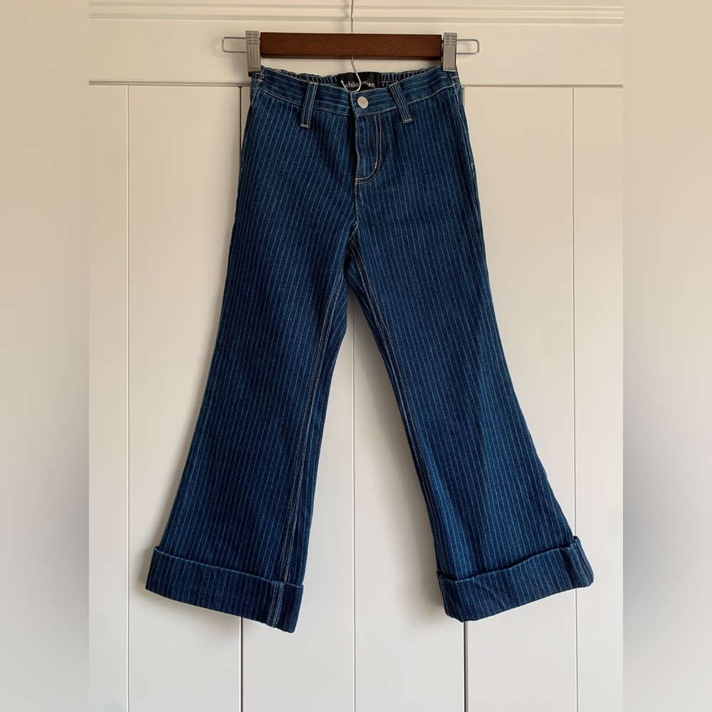 Vintage Xhilaration Girls Pin Striped Jeans Cuffed Flare‎ Size 6